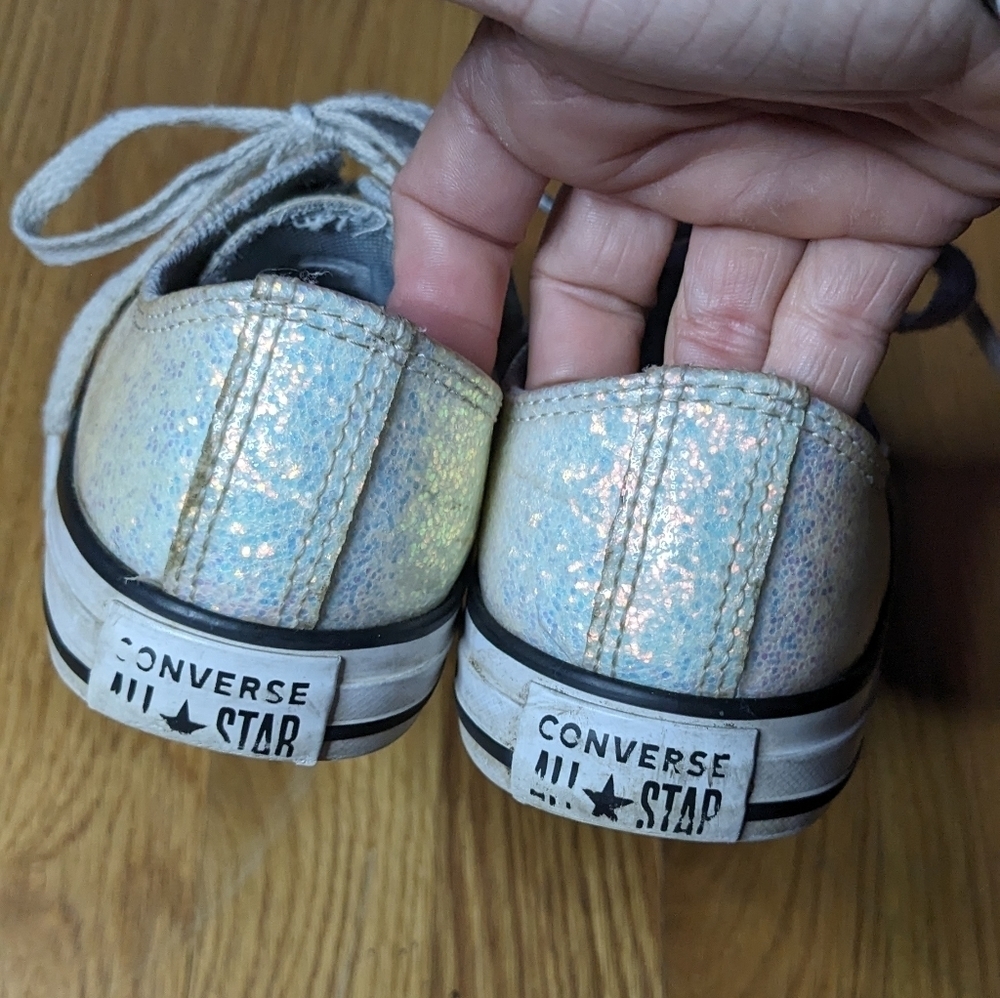 Converse Size 3 Chuck Taylor All‎ Star Iridescent Glitter Low Top Sneaker Shoes - Picture 6 of 9